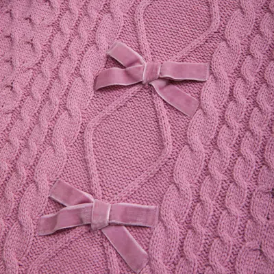Abercrombie & Fitch Oversized Bow Cable-knit Crew Sweater In Pink