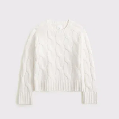 Abercrombie & Fitch Cable Crew Sweater In White