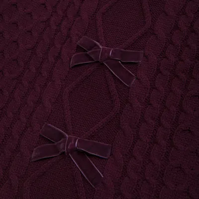 Abercrombie & Fitch Oversized Bow Cable-knit Crew Sweater In Burgundy