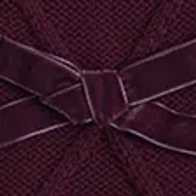 Abercrombie & Fitch Oversized Bow Cable-knit Crew Sweater In Burgundy