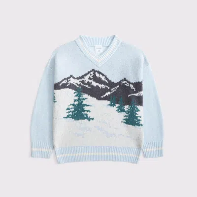 Abercrombie & Fitch Oversized Ski Graphic V-neck Sweater In White