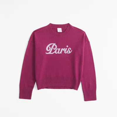 Abercrombie & Fitch Graphic Crew Sweater In Burgundy