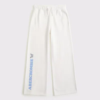 Abercrombie & Fitch Logo Wide Leg Sweatpants In White