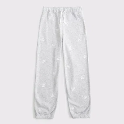 Abercrombie & Fitch Embroidered Bow Fleece Sweatpants In White