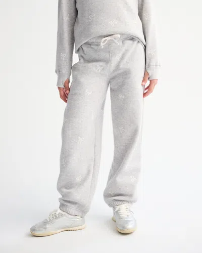 Abercrombie & Fitch Embroidered Bow Fleece Sweatpants In White