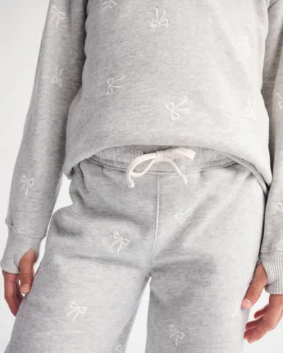 Abercrombie & Fitch Embroidered Bow Fleece Sweatpants In White