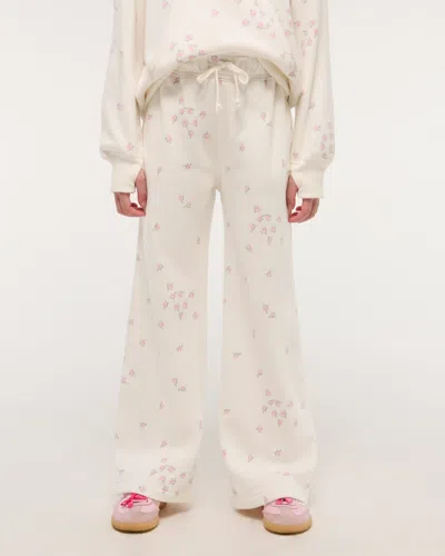 Abercrombie & Fitch Essential Wide Leg Sweatpants In White