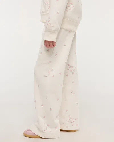 Abercrombie & Fitch Essential Wide Leg Sweatpants In White