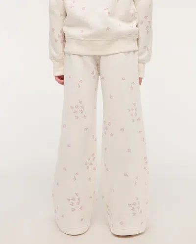 Abercrombie & Fitch Essential Wide Leg Sweatpants In White