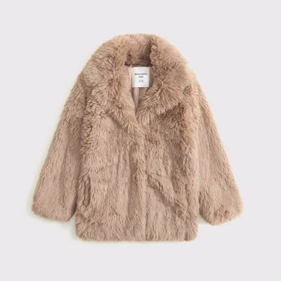 Abercrombie & Fitch Long Faux Fur Jacket In Brown