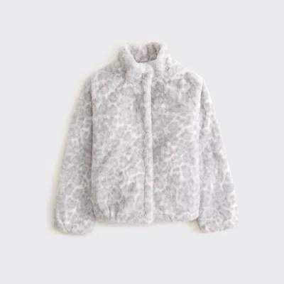 Abercrombie & Fitch Faux Fur Mockneck Jacket In Gray