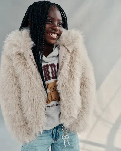 Abercrombie & Fitch Faux Fur Zip Jacket In Brown