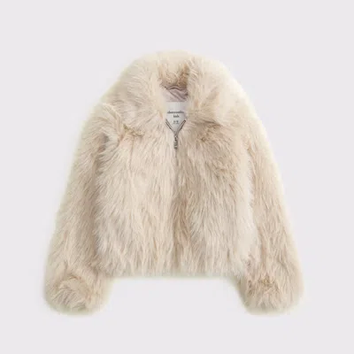 Abercrombie & Fitch Faux Fur Zip Jacket In Brown
