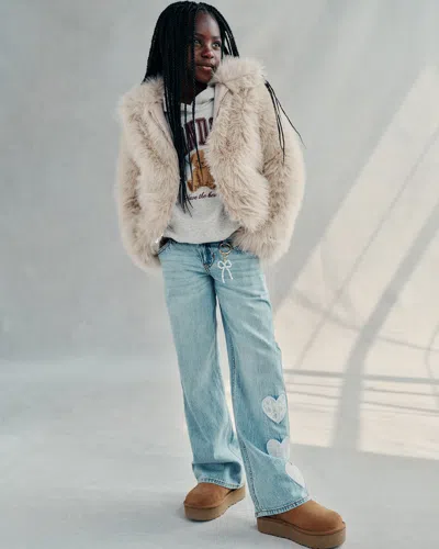 Abercrombie & Fitch Faux Fur Zip Jacket In Brown