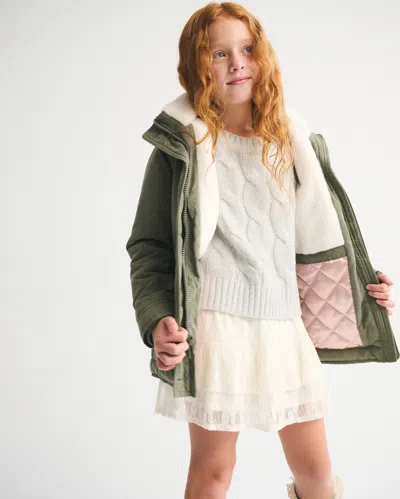 Abercrombie & Fitch Faux Fur Hooded Parka In Green