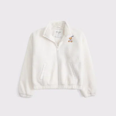Abercrombie & Fitch Sherpa Bomber Jacket In White