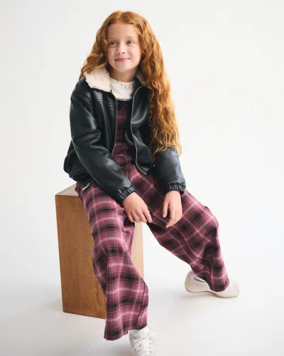 Abercrombie & Fitch Faux Fur-lined Vegan Leather Bomber Jacket In Black