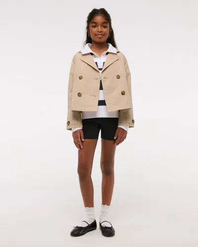 Abercrombie & Fitch Cropped Trench Coat In Neutral