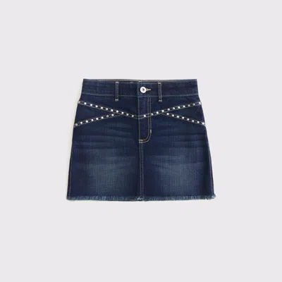 Abercrombie & Fitch Beaded Denim Mini Skort In Blue