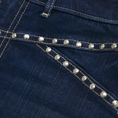 Abercrombie & Fitch Beaded Denim Mini Skort In Blue