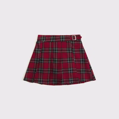 Abercrombie & Fitch Pleated Wrap Mini Skort In Red