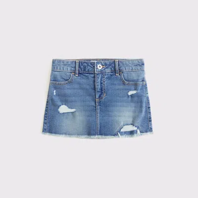Abercrombie & Fitch Low Rise Denim Micro-mini Skort In Blue