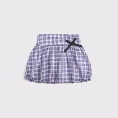 Abercrombie & Fitch Plaid Bubble Hem Mini Skort In Blue