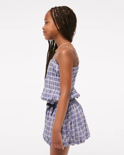 Abercrombie & Fitch Plaid Bubble Hem Mini Skort In Blue