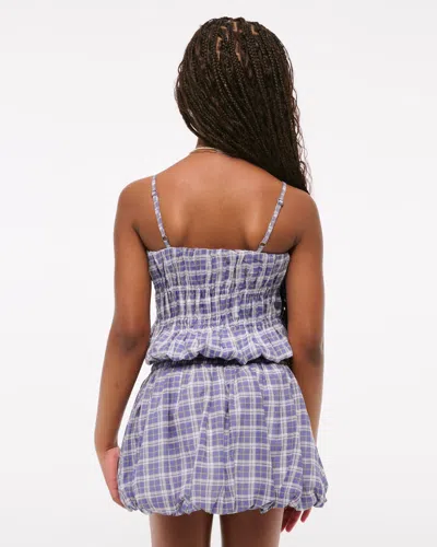 Abercrombie & Fitch Plaid Bubble Hem Mini Skort In Blue