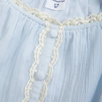 Abercrombie & Fitch Long-sleeve Lace-trim Embellished Top In Blue