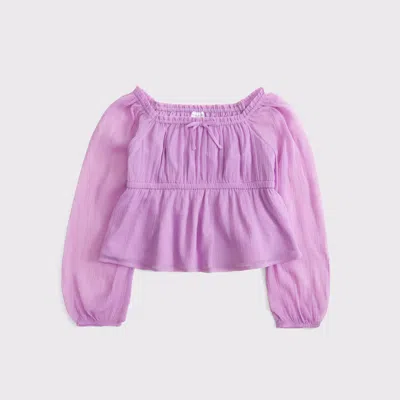 Abercrombie & Fitch Long-sleeve Flowy Babydoll Top In Purple