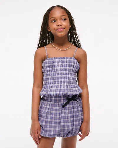 Abercrombie & Fitch Smocked Squareneck Set Top In Blue