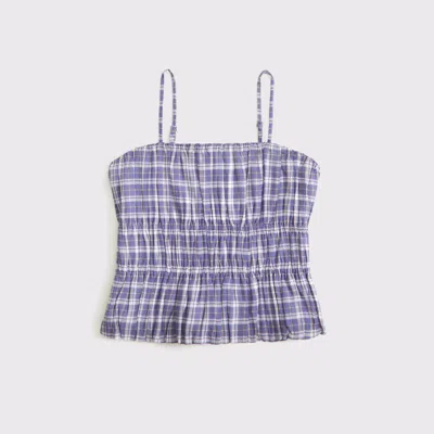 Abercrombie & Fitch Smocked Squareneck Set Top In Blue