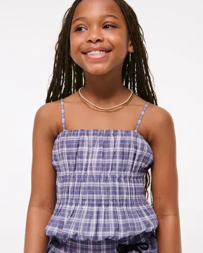 Abercrombie & Fitch Smocked Squareneck Set Top In Blue