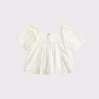 Abercrombie & Fitch Embroidered Swing Top In Neutral