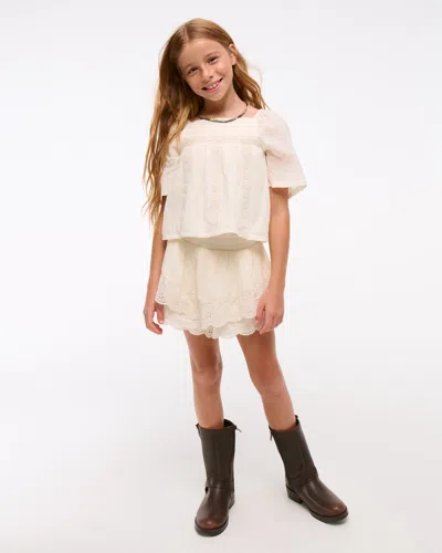 Abercrombie & Fitch Embroidered Swing Top In Neutral