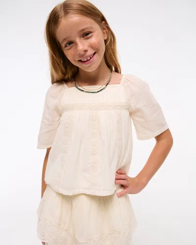 Abercrombie & Fitch Embroidered Swing Top In Neutral