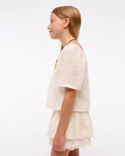 Abercrombie & Fitch Embroidered Swing Top In Neutral