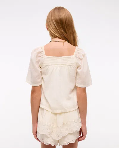 Abercrombie & Fitch Embroidered Swing Top In Neutral