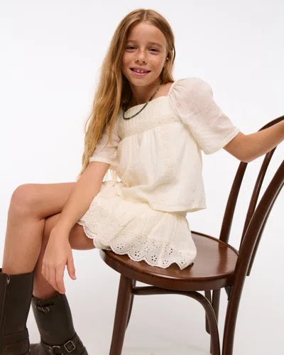 Abercrombie & Fitch Embroidered Swing Top In Neutral