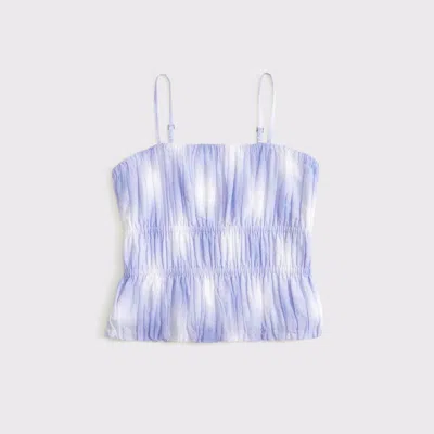Abercrombie & Fitch Smocked Squareneck Set Top In Blue