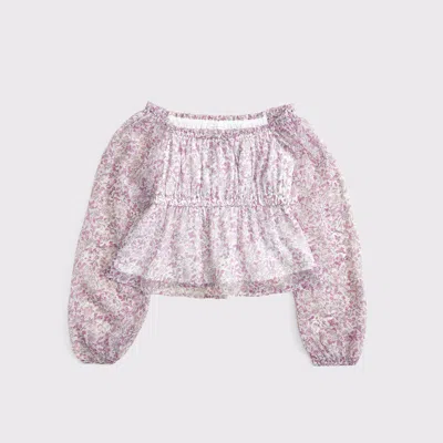 Abercrombie & Fitch Long-sleeve Flowy Babydoll Top In White