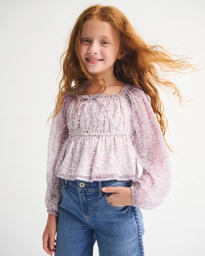 Abercrombie & Fitch Long-sleeve Flowy Babydoll Top In White