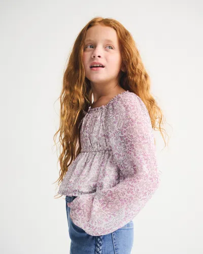 Abercrombie & Fitch Long-sleeve Flowy Babydoll Top In White