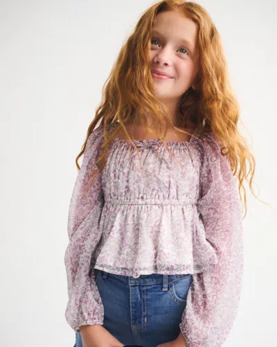 Abercrombie & Fitch Long-sleeve Flowy Babydoll Top In White