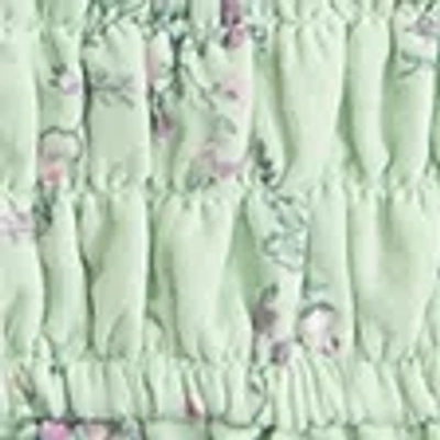 Abercrombie & Fitch Long-sleeve Smocked Puff Sleeve Top In Green