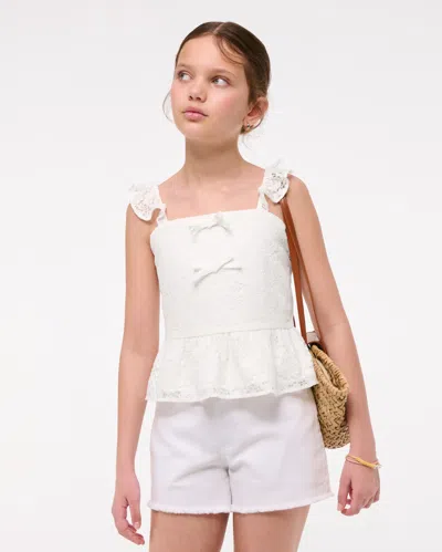Abercrombie & Fitch Lace Bow Top In White