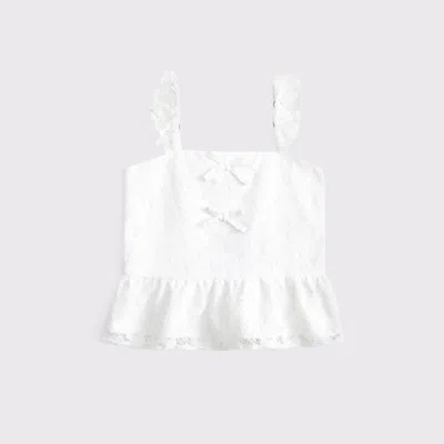Abercrombie & Fitch Lace Bow Top In White