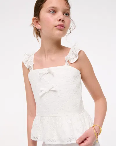 Abercrombie & Fitch Lace Bow Top In White