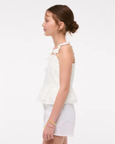 Abercrombie & Fitch Lace Bow Top In White